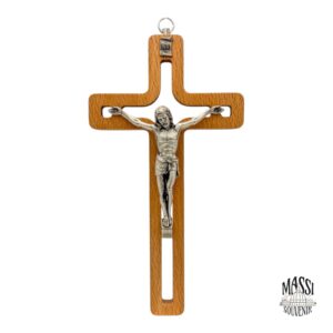 Modern Crucifix Wood and Silver